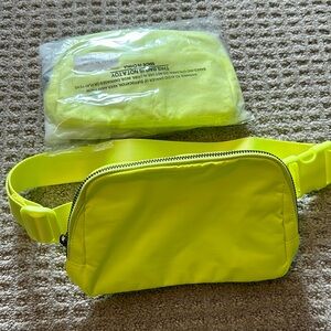 Neon yellow crossbody belt bag adjustable strap